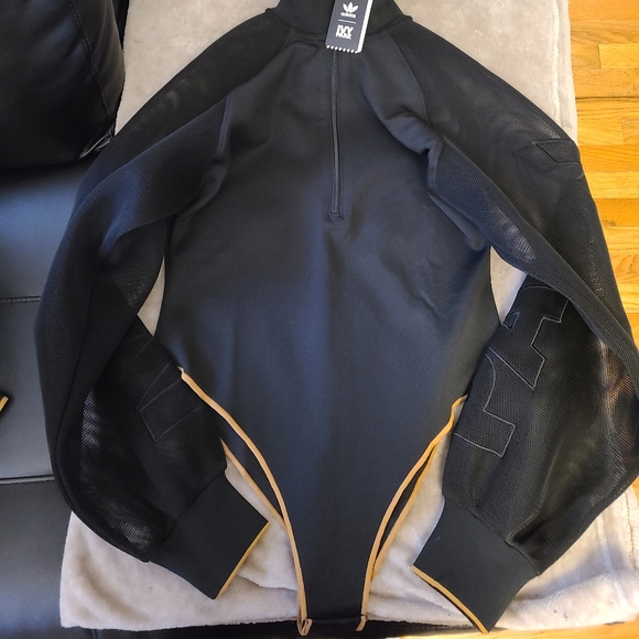 Adidas Ivy Park Black Mesh Sleeve Bodysuit L & 2X - Picture 2 of 5